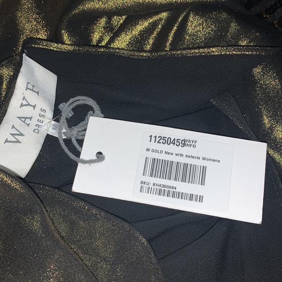 WAYF Gold Ruffled Midi Party Cocktail Dress - Picture 3 of 3